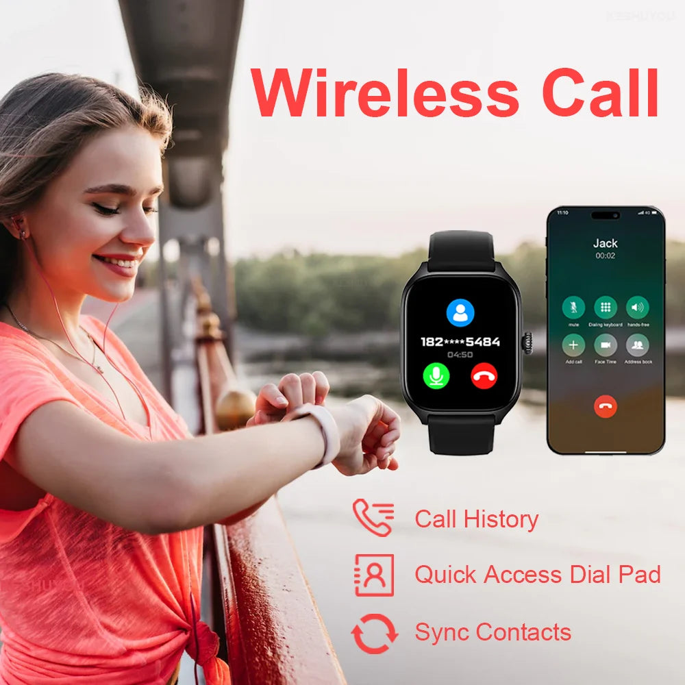 H9 2.01" HD Smart Watch with Bluetooth Calling, Message Preview & Weather Forecast