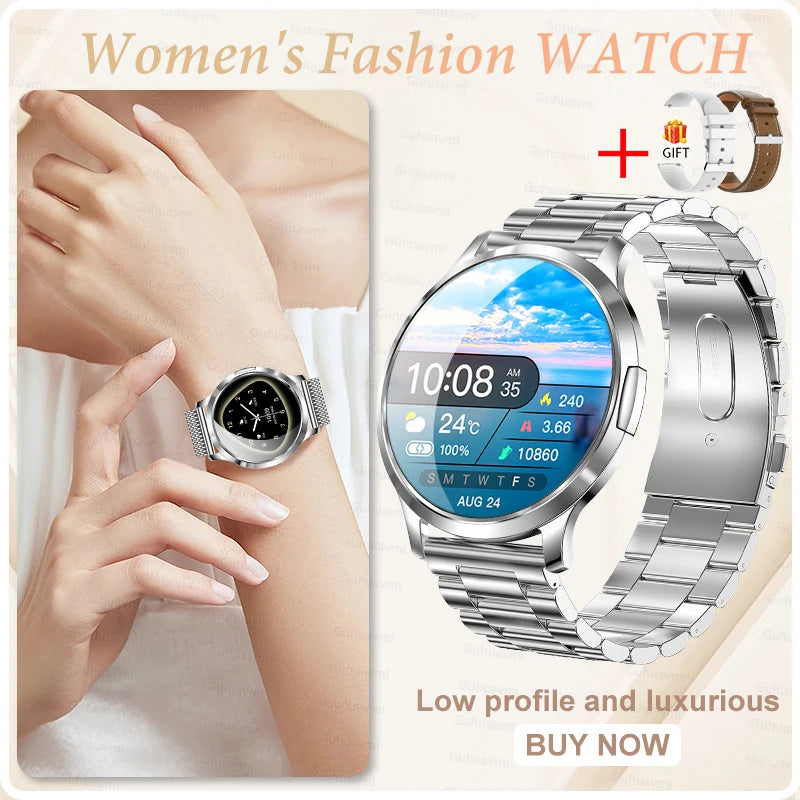 Women's AMOLED Smart Watch with Custom Watch Faces, Bluetooth Calling, Water Resistant