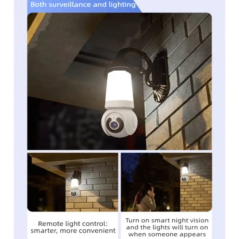 AI Lighting Bulb Security Camera, 3MP WiFi PTZ Indoor Camera, Voice Intercom Auto Tracking Night Vision