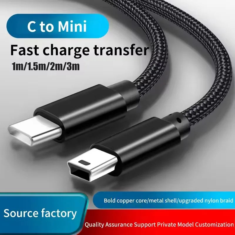 USB Type C to Mini USB Cable Adapter for MacBook Pro MP3 Camera HDD Charging Cable Data Transfer Connector Type C Mini USB Cable