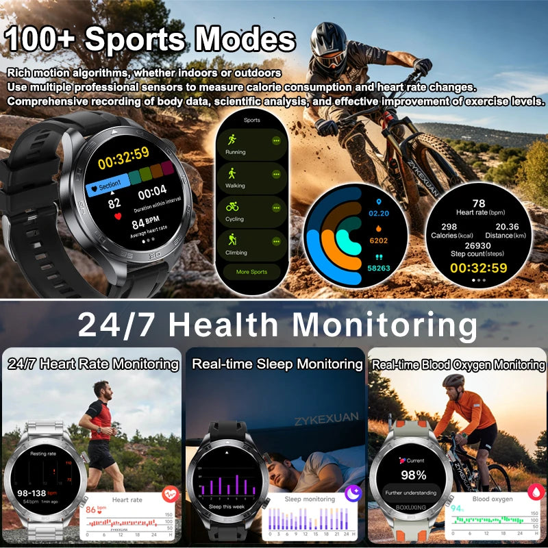 Outdoor GPS Smart Watch with AMOLED Screen, Compass, Bluetooth Calling, IP68 Waterproof