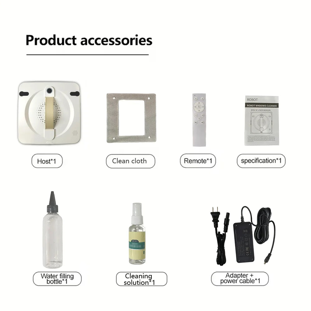 Window Cleaning Robot with 2-Way Water Spray Home Glass Floor Wall Cleaner with Laser Sensor Smart Navigation