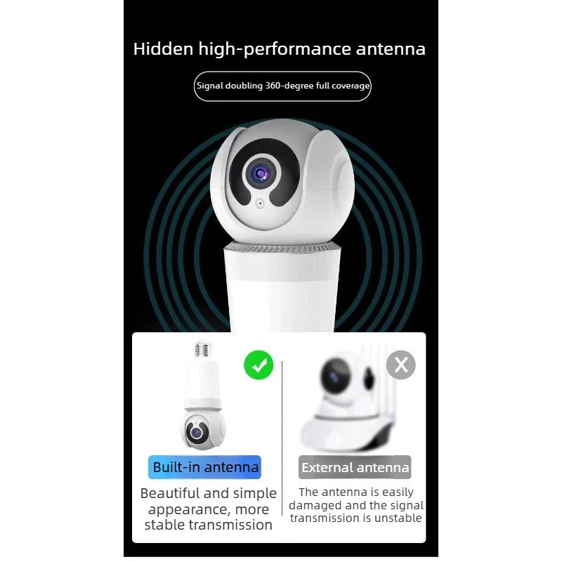 AI Lighting Bulb Security Camera, 3MP WiFi PTZ Indoor Camera, Voice Intercom Auto Tracking Night Vision