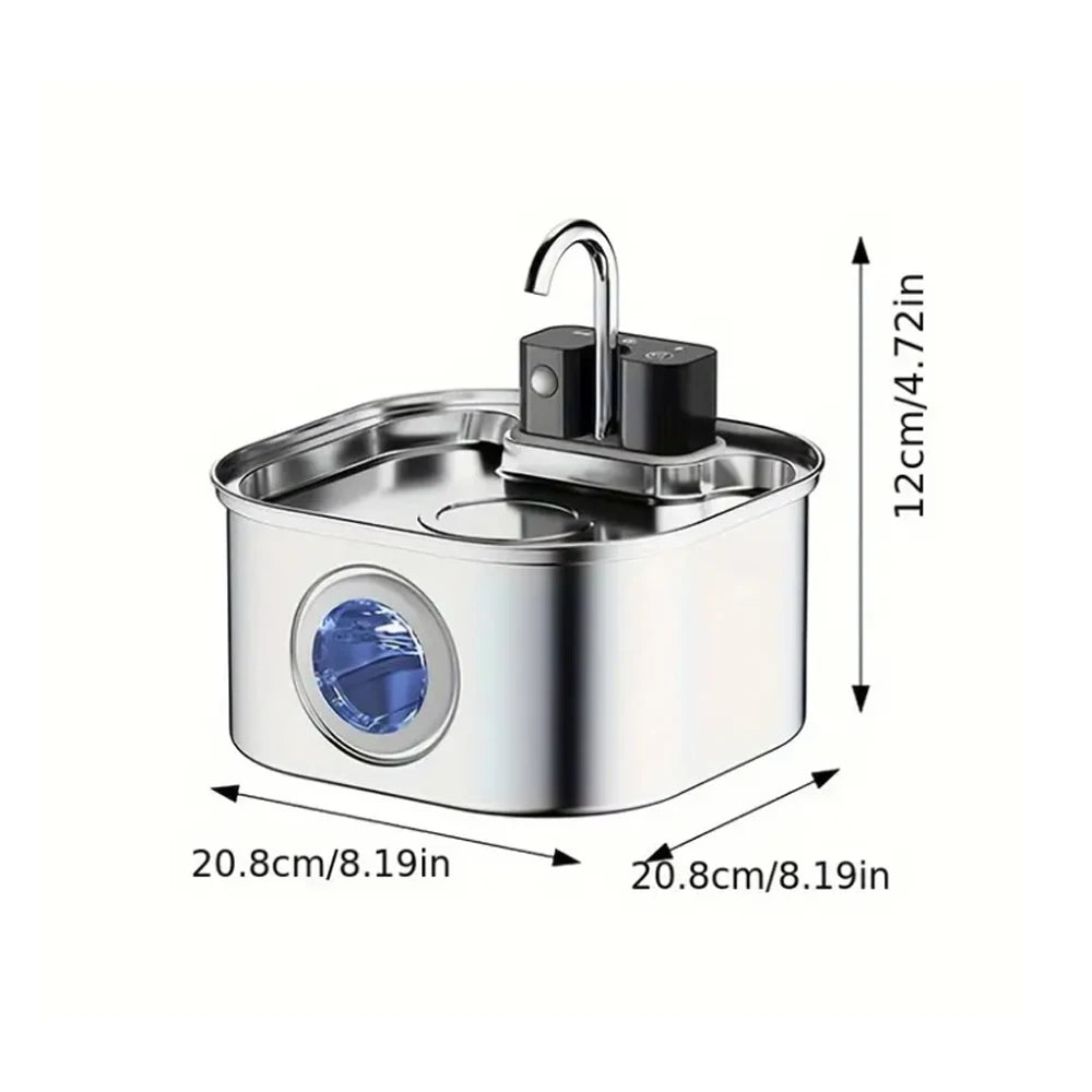3L Stainless Steel Cat Water Fountain – Wireless Rechargeable with Motion Sensor