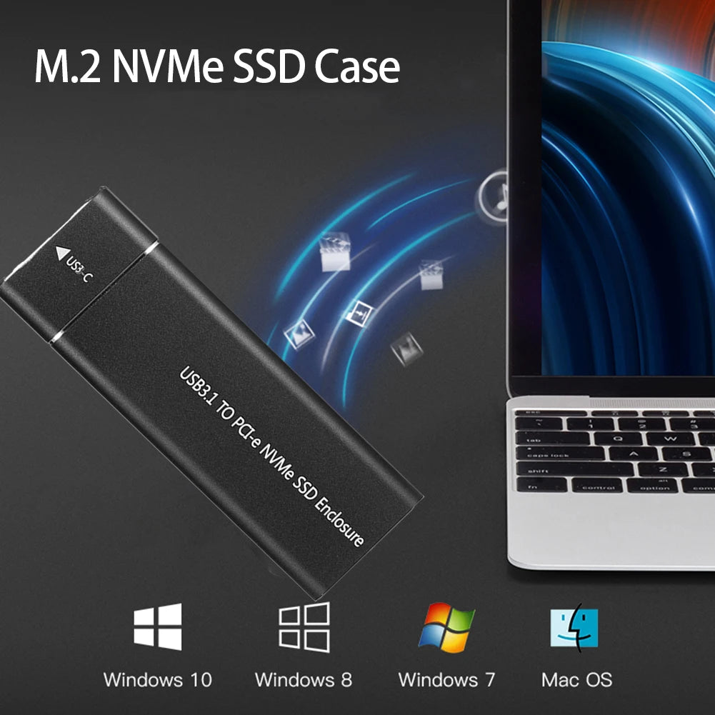 M.2 NVMe SSD Enclosure Adapter 10Gbps USB C 3.1 Gen2 NVMe Case External Enclosure NVMe Reader for Samsung 980 970/ Intel/ADATA