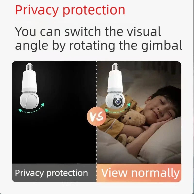 AI Lighting Bulb Security Camera, 3MP WiFi PTZ Indoor Camera, Voice Intercom Auto Tracking Night Vision