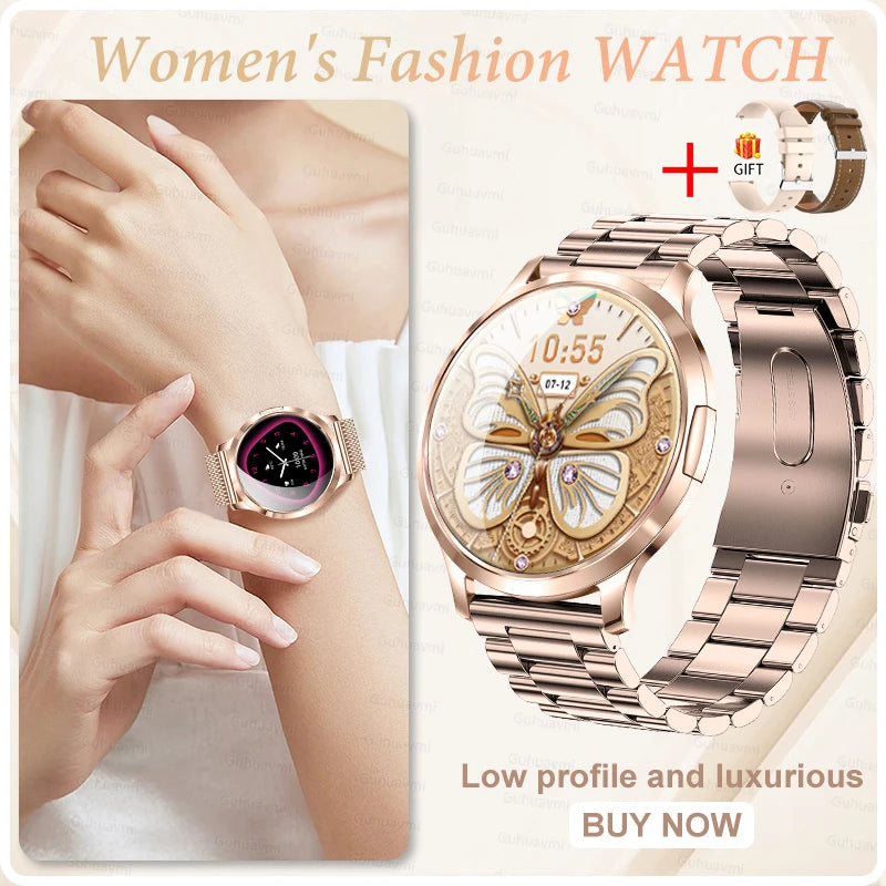 Women's 1.32" AMOLED Smart Watch with Bluetooth Calling, Elegant Steel Band