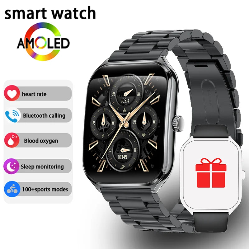 Ultra-Thin 1.96" AMOLED Smart Watch with Always-On Display & Bluetooth Calling