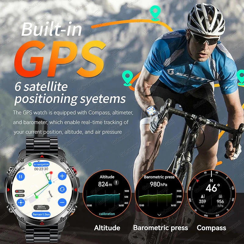 GPS Navigation Smart Watch with AMOLED Screen, Compass, NFC & Bluetooth Calling