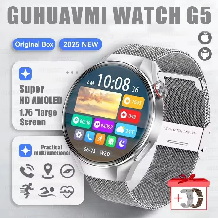 G5 Plus GPS Smart Watch for Men, 1.75" AMOLED, Compass, Bluetooth Calling, IP68