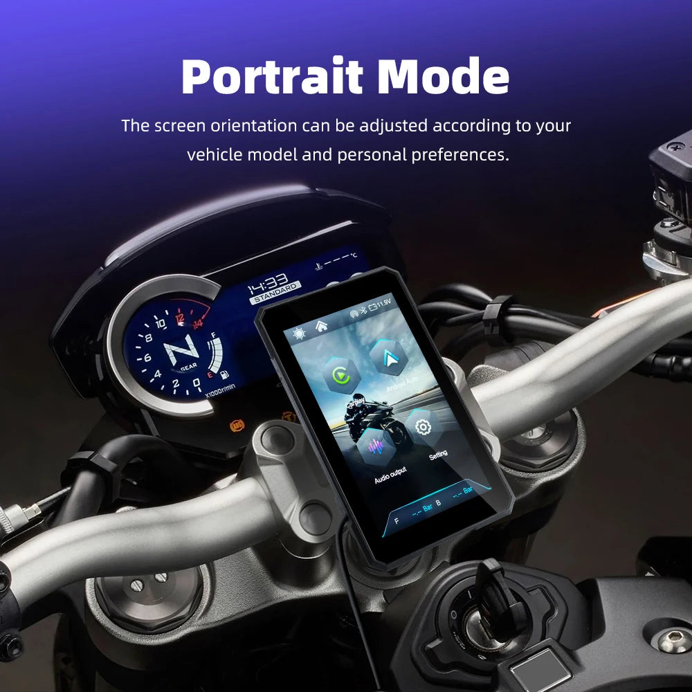 5" Wireless CarPlay & Android Auto Motorcycle Display – Portable GPS Dashboard