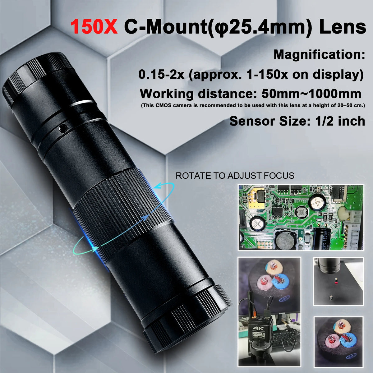 4K 48MP Digital Microscope with LCD Screen for Electronics & Soldering