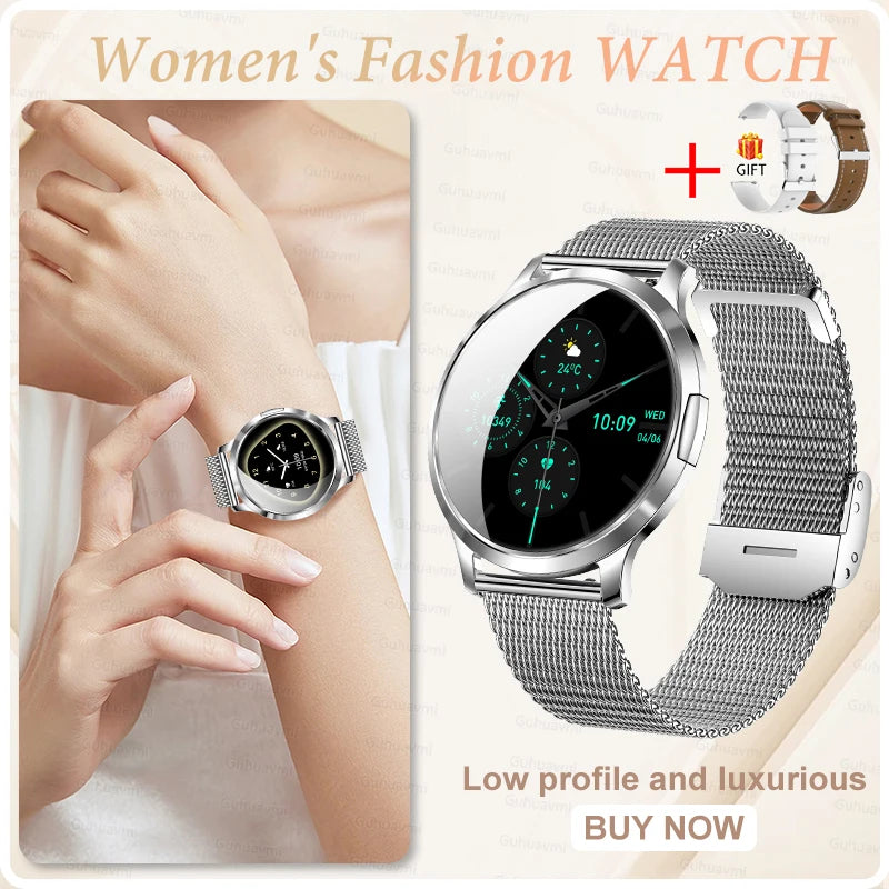 Women's 1.32" AMOLED Smart Watch with Bluetooth Calling, Elegant Steel Band