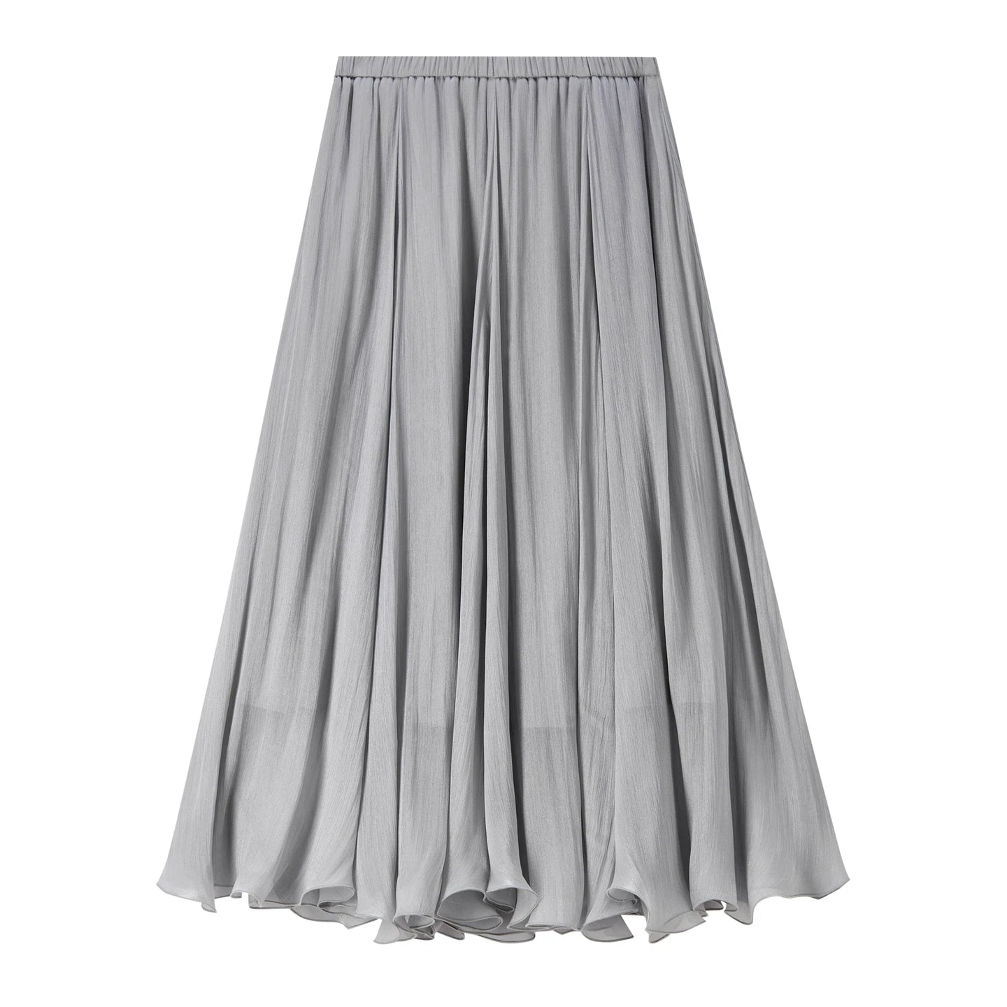 SENTUBILA Women's Summer Skirt 2026 Elegant Elastic Waist Sheen Flowy A Line Long Skirt for Woman Ladies Clothes 162QG4909
