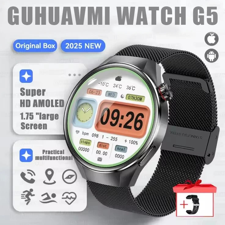 G5 Plus GPS Smart Watch for Men, 1.75" AMOLED, Compass, Bluetooth Calling, IP68