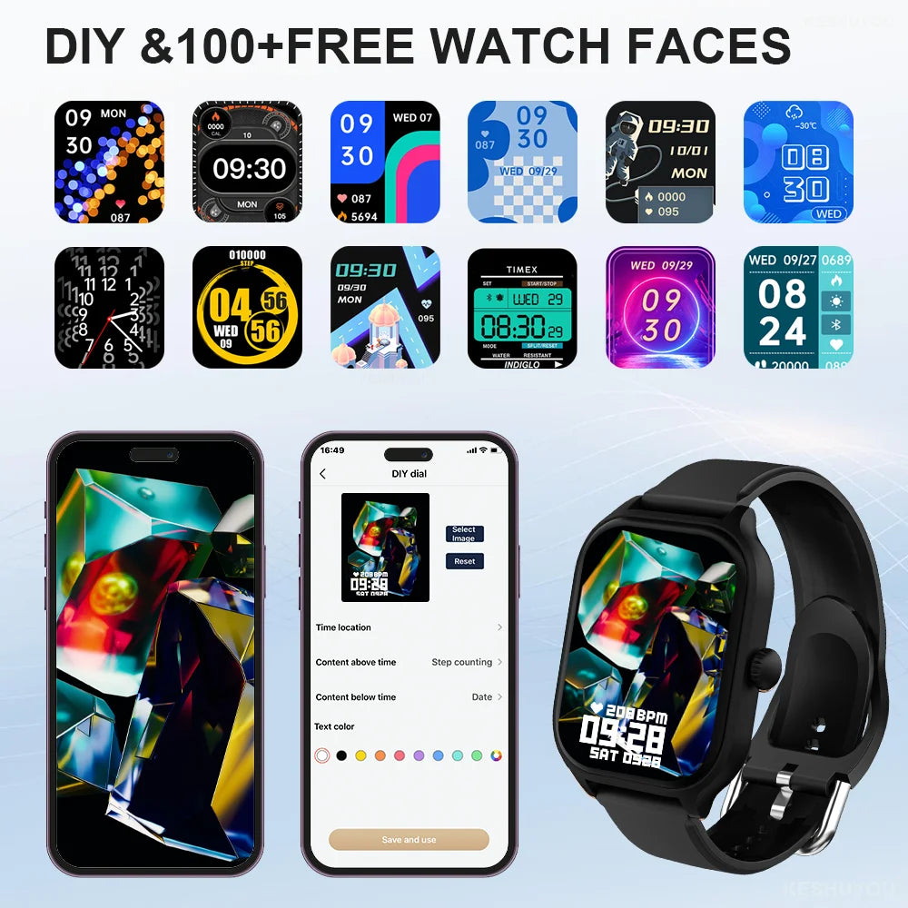 H9 2.01" HD Smart Watch with Bluetooth Calling, Message Preview & Weather Forecast