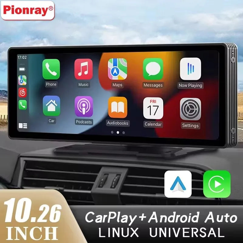 Portable Wireless CarPlay & Android Auto Touchscreen – Dashboard Car Stereo Display