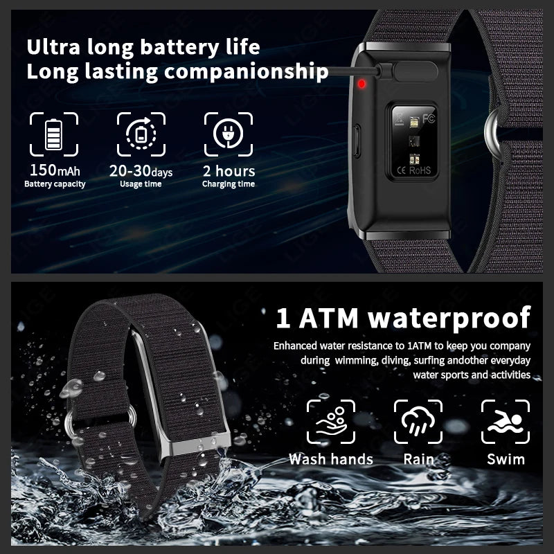 LIGE Screenless Fitness Band Watch, Activity & Sleep Tracking, Water Resistant