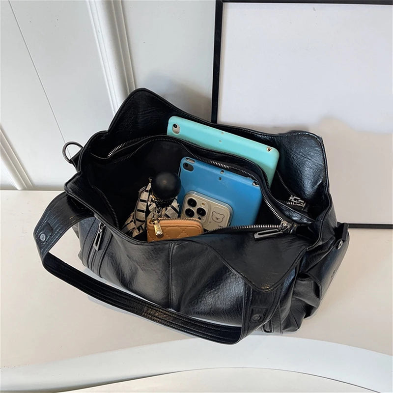 Soft PU Leather Crossbody Shoulder Bag – Multi-Compartment Women's Handbag