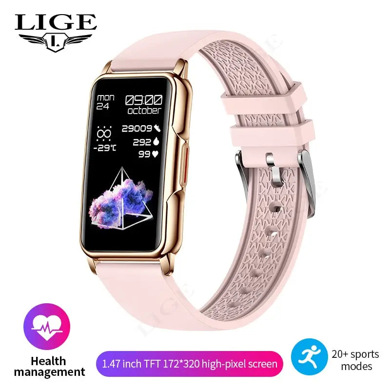 LIGE Women's Smart Watch with Steel Band, Bluetooth Calling, IP67 Water Resistant