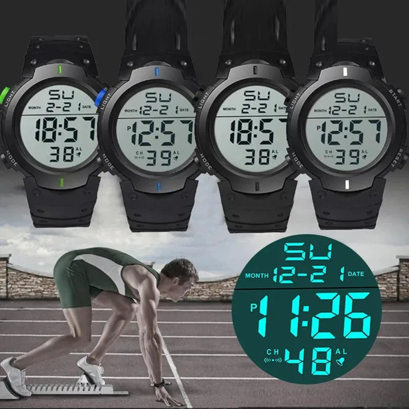 Men's Sport LED Digital Watch with Backlight, Chronograph & Alarm, Shock Resistant