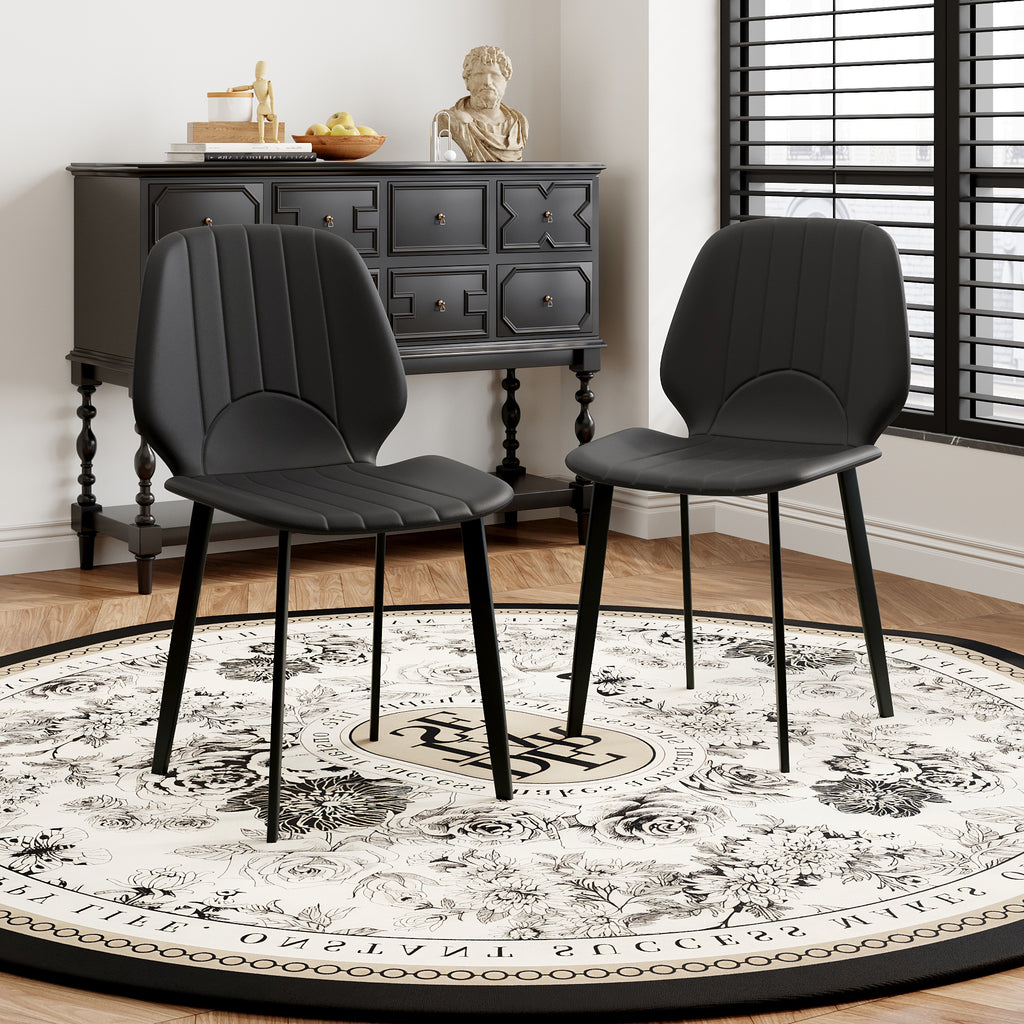 Black dining chairs side view