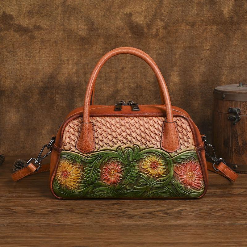 Women's Retro Full-Grain Leather Shoulder Bag