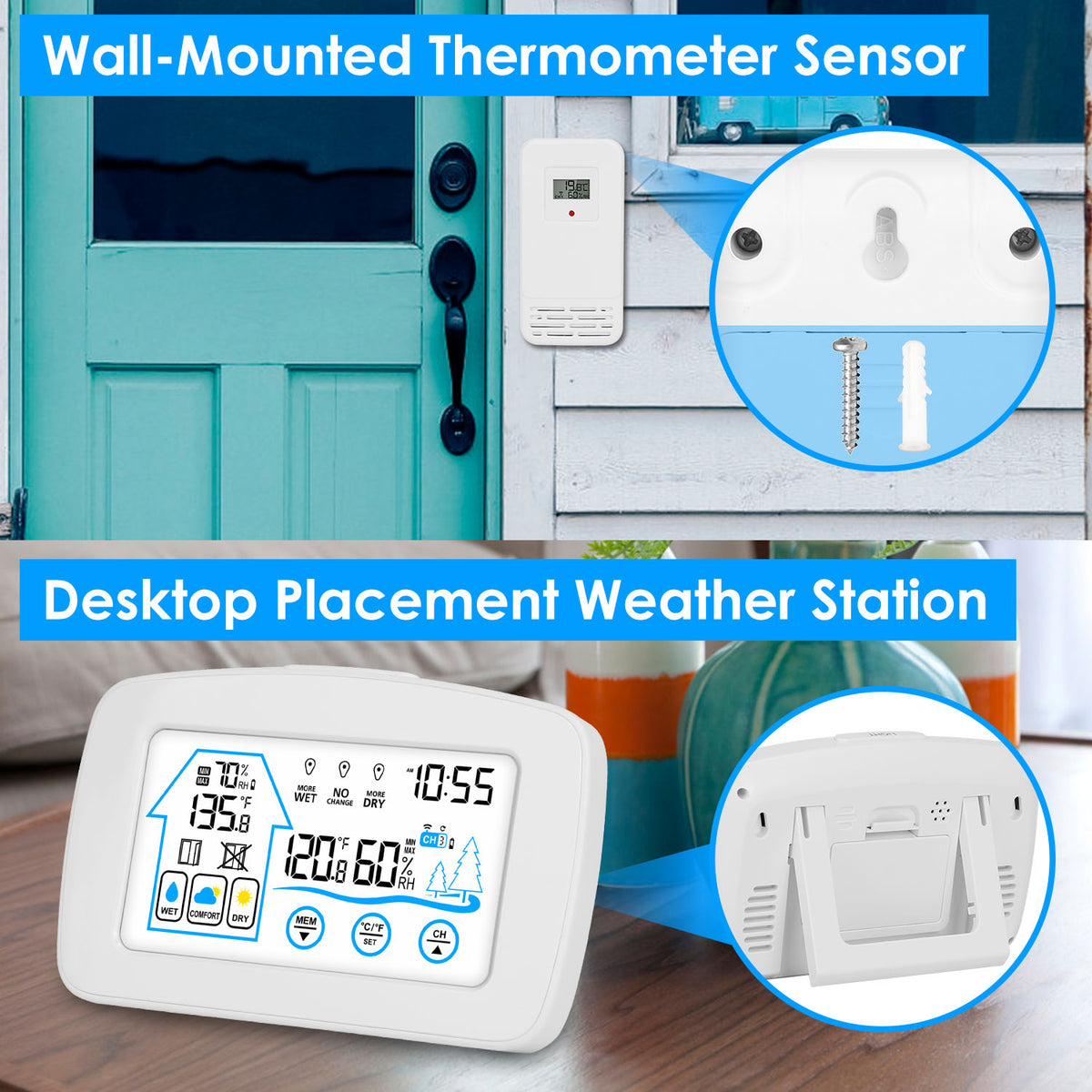 Wireless weather station with clock - image 4