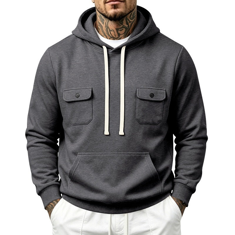 Knitted Hoodie With Multiple Pockets Loose-fit Workwear Style With A Hood - image 3