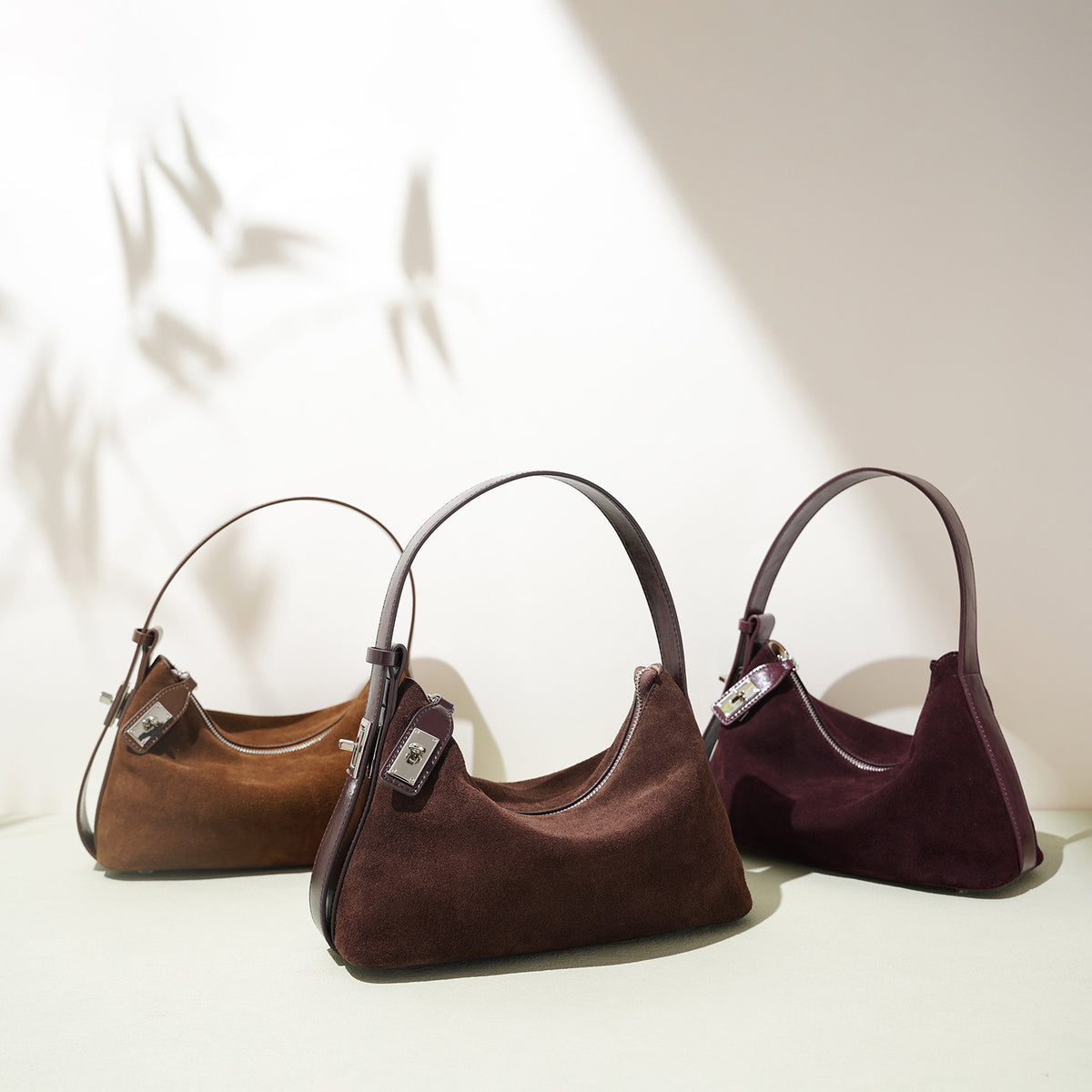 Women's cowhide crescent dumpling bag