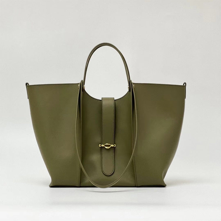 Women's genuine leather large-capacity tote bag