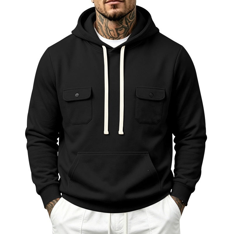 Knitted Hoodie With Multiple Pockets Loose-fit Workwear Style With A Hood - image 4