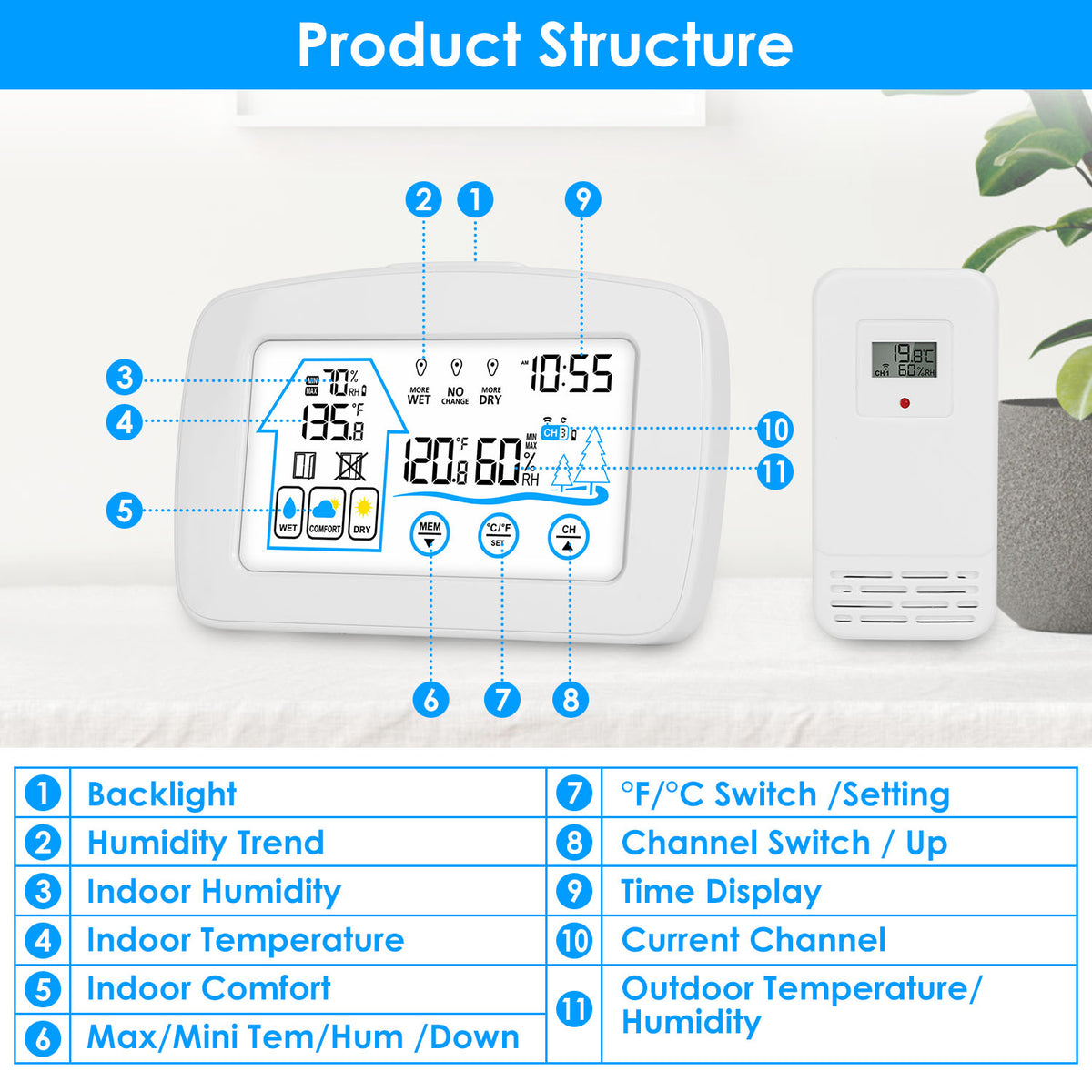 Wireless weather station with clock - image 8