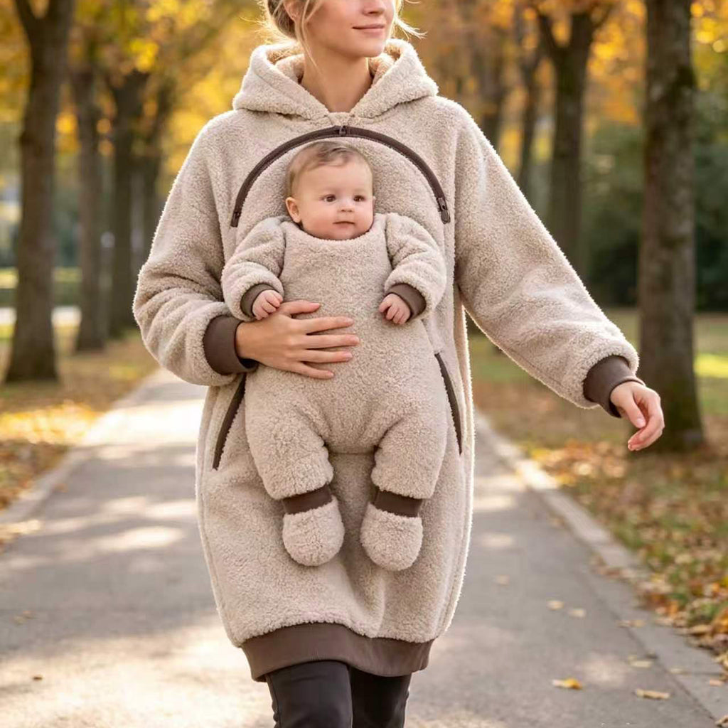 Women's Hoodie With Baby Pockets Design Loose Fit Warm Pullover Sweatshirt For Daily Wear