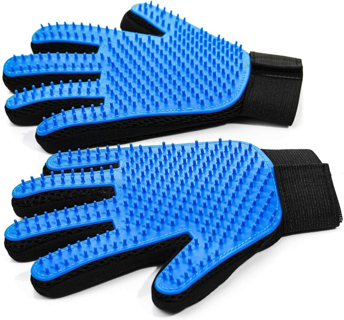 Blue pet grooming gloves 2-pack for dogs and cats